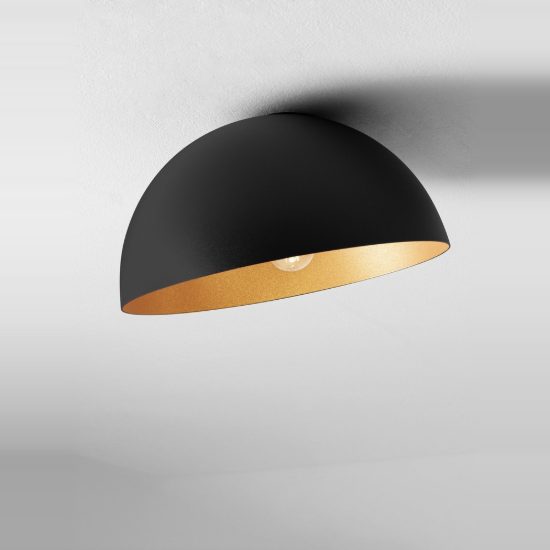 Plafoniera 30cm cupola moderna nero e oro