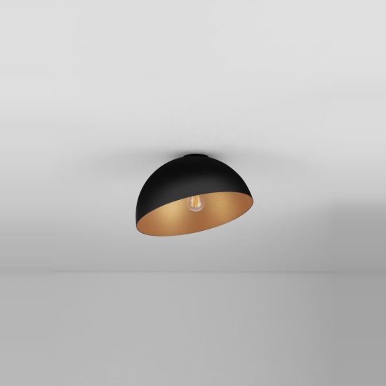 Plafoniera 30cm cupola moderna nero e oro