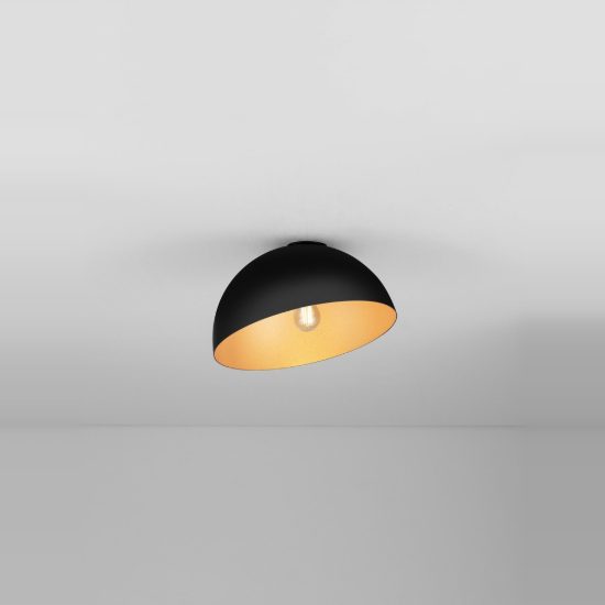 Plafoniera 30cm cupola moderna nero e oro