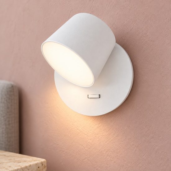 Applique da comodino camera da letto led 6w 3000k 12cm moderna cupola bianca