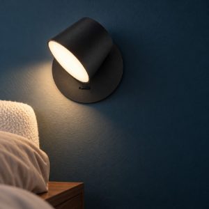 Applique per comodini camera da letto moderna cupola nera da parete led 6w 3000k 12cm