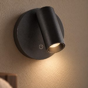 Applique per comodino camera da letto nera led 2w cct 2700k 4000k dimmerabile