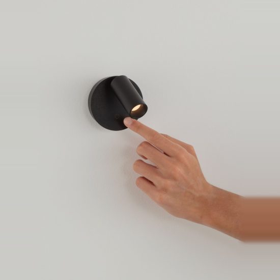 Applique per comodino camera da letto nera led 2w cct 2700k 4000k dimmerabile
