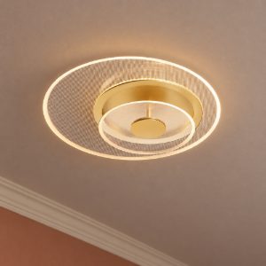 Plafoniera led 29w 3000k 40cm dimmerabile moderna rotonda oro ottone