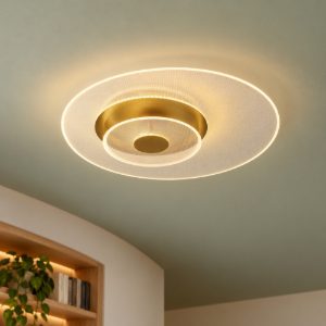 Plafoniera led 29w 3000k 50cm dimmerabile moderna tonda oro ottone