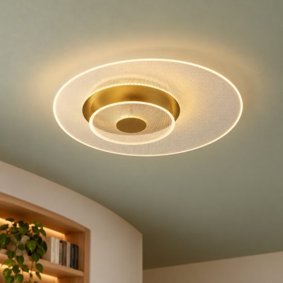 Plafoniera led 29w 3000k 50cm dimmerabile moderna tonda oro ottone