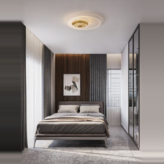 Plafoniera led 29w 3000k 50cm dimmerabile moderna tonda oro ottone