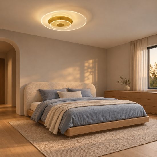 Plafoniera led 29w 3000k 50cm dimmerabile moderna tonda oro ottone