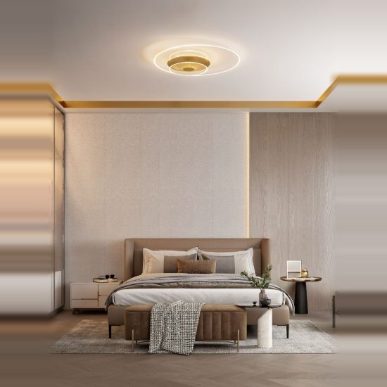 Plafoniera led 35w 3000k dimmerabile 60cm moderna rotonda oro ottone