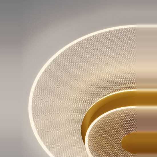 Plafoniera led 35w 3000k dimmerabile 60cm moderna rotonda oro ottone