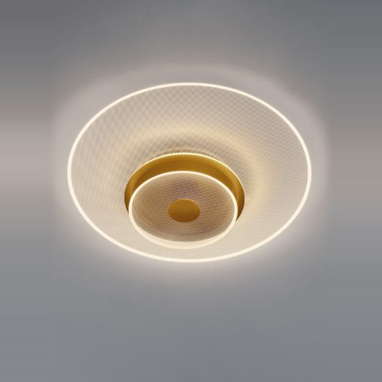 Plafoniera led 35w 3000k dimmerabile 60cm moderna rotonda oro ottone