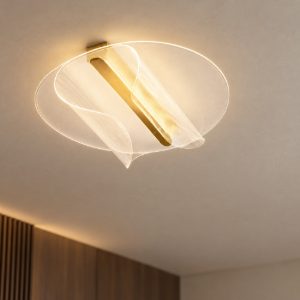 Plafoniera led 20w 3000k 45cm dimmerabile moderna rotonda oro ottone