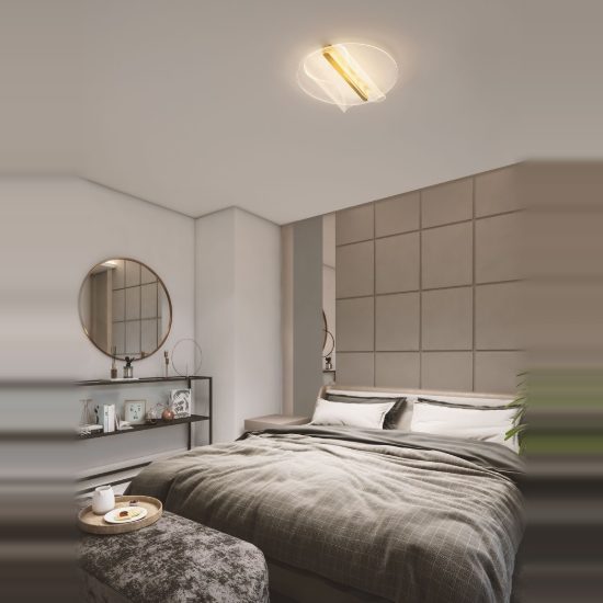 Plafoniera led 20w 3000k 45cm dimmerabile moderna rotonda oro ottone