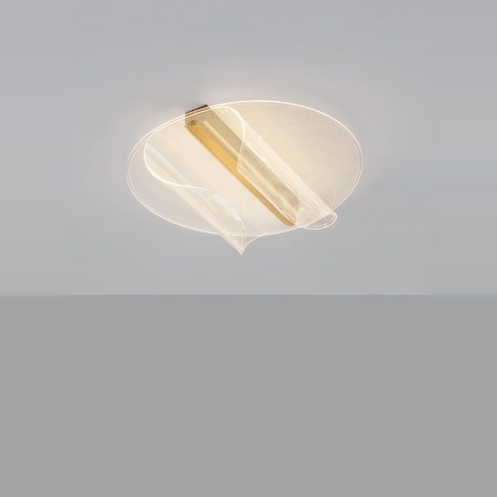 Plafoniera led 20w 3000k 45cm dimmerabile moderna rotonda oro ottone