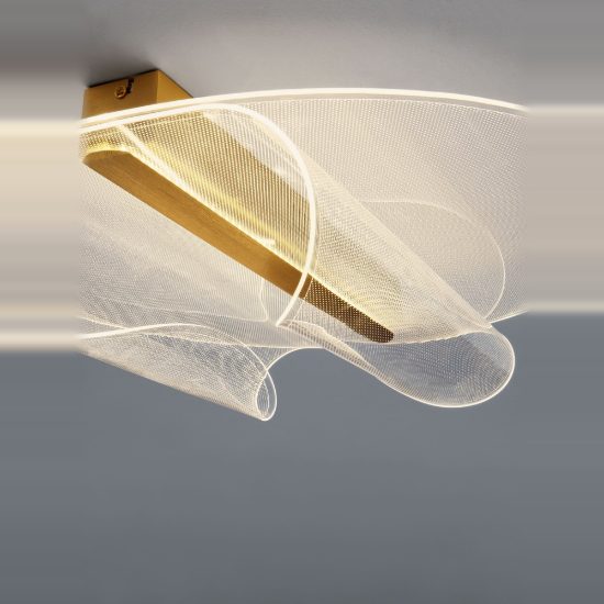 Plafoniera led 20w 3000k 45cm dimmerabile moderna rotonda oro ottone