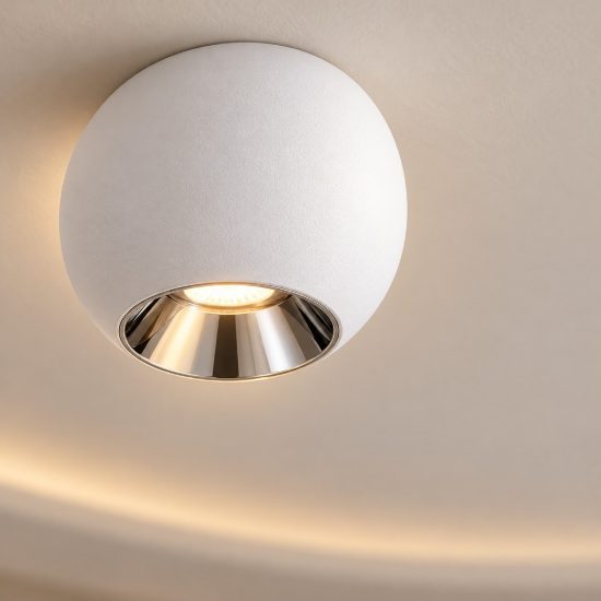 Faretto led 13w 3000k per soggiorno moderno da soffitto sferico bianco sabbiato