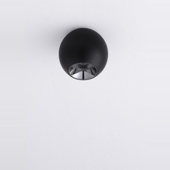 Faretto da soffitto per soggiorno moderno sferico nero sabbiato led 13w 3000k