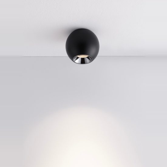 Faretto da soffitto per soggiorno moderno sferico nero sabbiato led 13w 3000k
