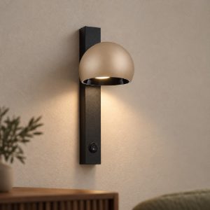 Applique da comodino con faretto per camera da letto oro champagne e nero led 10w 3000k orientabile