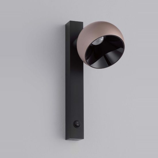 Applique da comodino con faretto per camera da letto oro champagne e nero led 10w 3000k orientabile