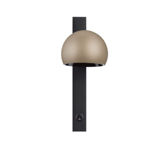 Applique da comodino con faretto per camera da letto oro champagne e nero led 10w 3000k orientabile