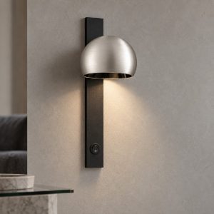 Applique da comodino per camera da letto nichel foggy e nero led 10w 3000k
