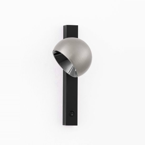 Applique da comodino per camera da letto nichel foggy e nero led 10w 3000k