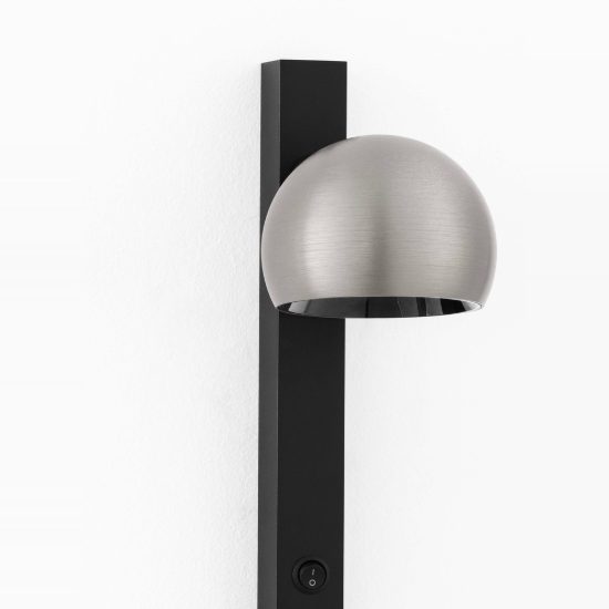 Applique da comodino per camera da letto nichel foggy e nero led 10w 3000k