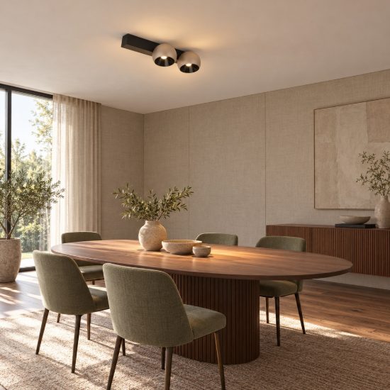 Faretto doppio da soffitto lineare moderno oro champagne e nero led 21w 3000k 36cm dimmerabile