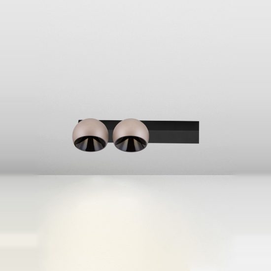 Faretto doppio da soffitto lineare moderno oro champagne e nero led 21w 3000k 36cm dimmerabile