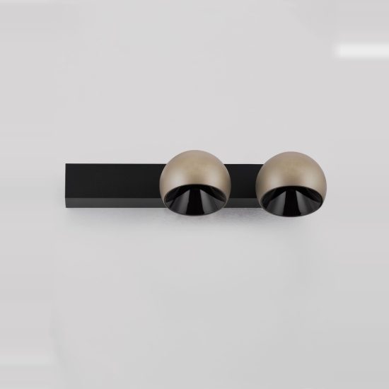 Faretto doppio da soffitto lineare moderno oro champagne e nero led 21w 3000k 36cm dimmerabile