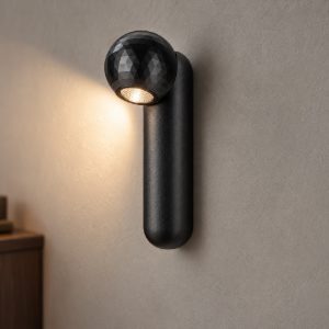 Plafoniera con faretto per soggiorno moderna lineare nera led 7w 3000k 15cm orientabile