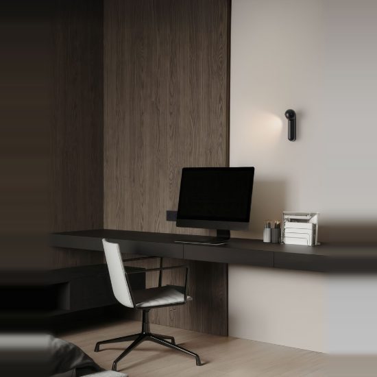 Plafoniera con faretto per soggiorno moderna lineare nera led 7w 3000k 15cm orientabile