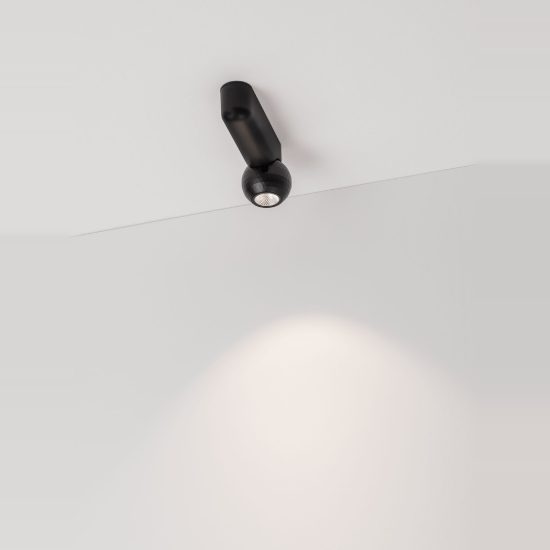 Plafoniera con faretto per soggiorno moderna lineare nera led 7w 3000k 15cm orientabile
