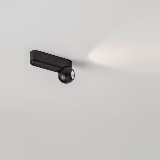 Plafoniera con faretto per soggiorno moderna lineare nera led 7w 3000k 15cm orientabile