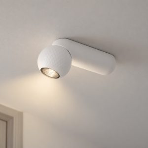 Plafoniera con faretto da soffitto led 7w 3000k orientabile per soggiorno moderna lineare bianca 15cm