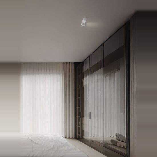 Plafoniera con faretto da soffitto led 7w 3000k orientabile per soggiorno moderna lineare bianca 15cm