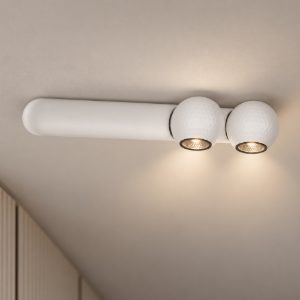 Plafoniera con faretti led 14w 3000k 26cm moderna lineare bianca