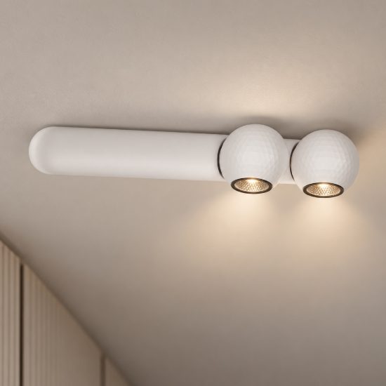 Plafoniera con faretti led 14w 3000k 26cm moderna lineare bianca