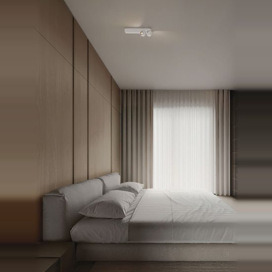 Plafoniera con faretti led 14w 3000k 26cm moderna lineare bianca