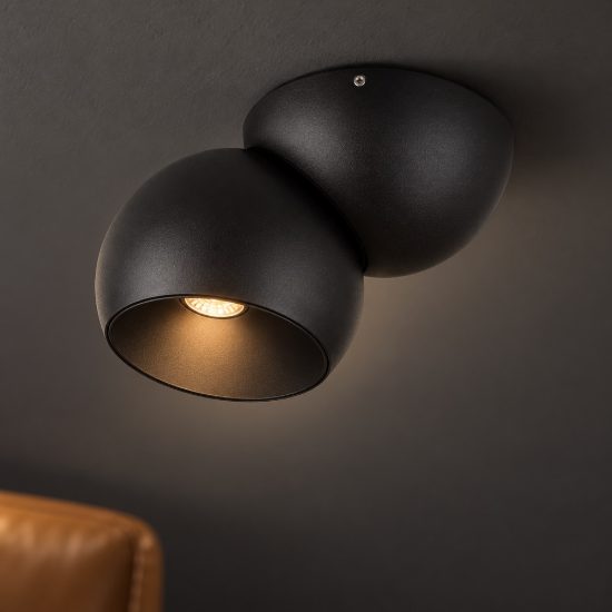 Faretto per soggiorno moderno nero da soffitto led 11w 3000k orientabile dimmerabile