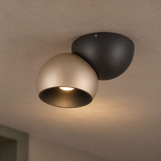 Faretto da soffitto per soggiorno oro champagne e nero led 11w 3000k dimmerabile