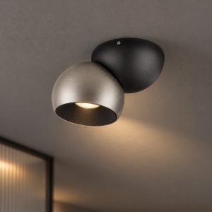 Faretto da soffitto per soggiorno nichel foggy e nero led 11w 3000k dimmerabile