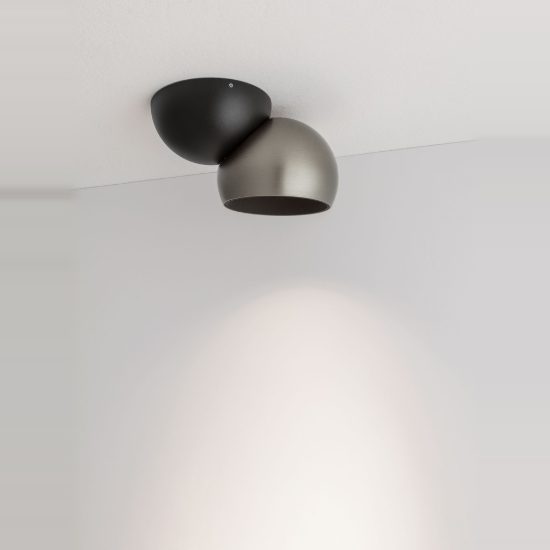 Faretto da soffitto per soggiorno nichel foggy e nero led 11w 3000k dimmerabile