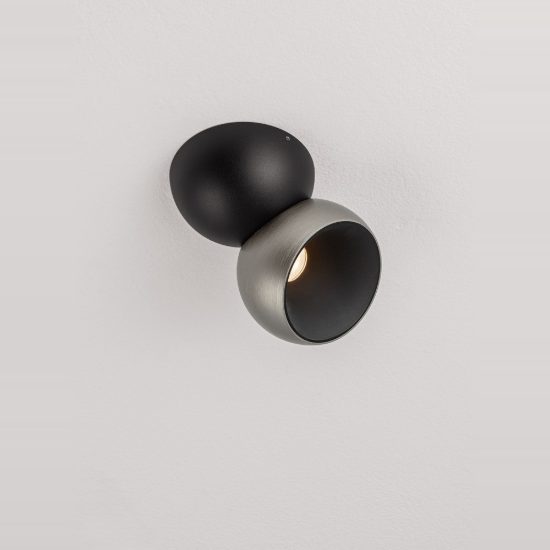 Faretto da soffitto per soggiorno nichel foggy e nero led 11w 3000k dimmerabile