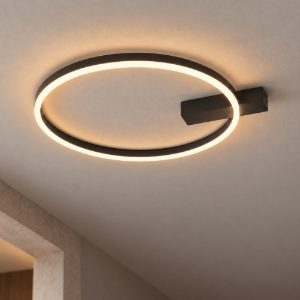 Plafoniera moderna tonda nera led 29w cct 2700k 4000k 47cm dimmerabile