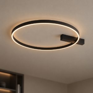 Plafoniera moderna tonda nera led 47w cct 2700k 4000k 68cm dimmerabile