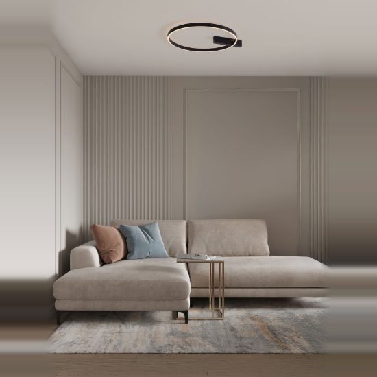 Plafoniera moderna tonda nera led 47w cct 2700k 4000k 68cm dimmerabile