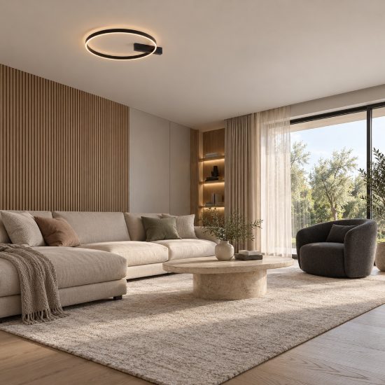 Plafoniera moderna tonda nera led 47w cct 2700k 4000k 68cm dimmerabile