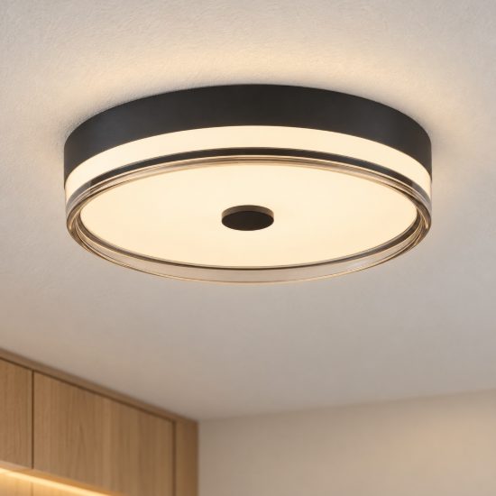 Plafoniera led 22w 3000k 40cm dimmerabile moderna rotonda nero e fume